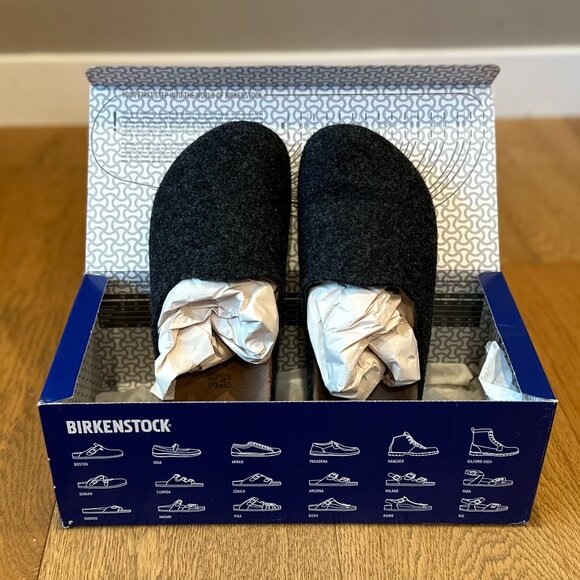 Birkenstock Amsterdams BS Anthracite Felt Slipper Clogs (Anthracite Grey) - Picture 7 of 16